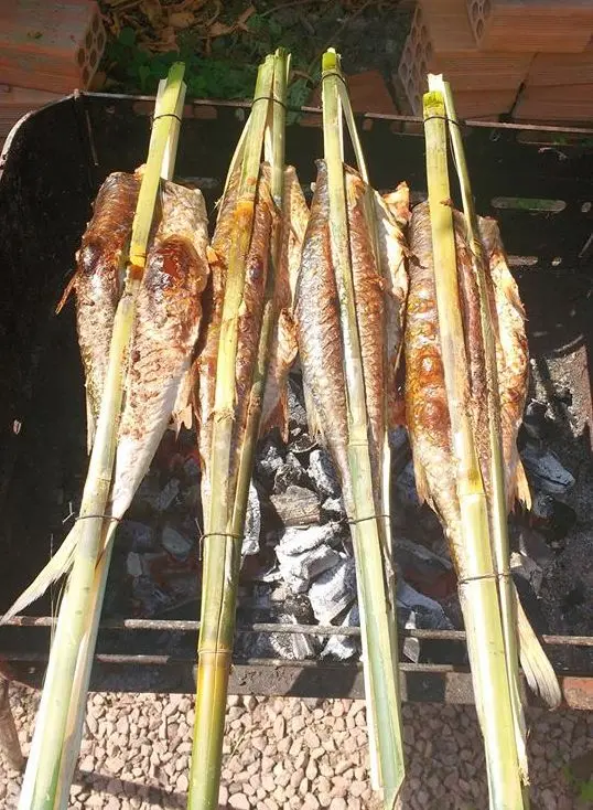 Taínha na Taquara: É um prato tradicional gaúcho de origem indígena e<br>o mais vendido na Festa Nacional do Peixe, que ocorre todos os anos na<br>cidade de Tramandaí.