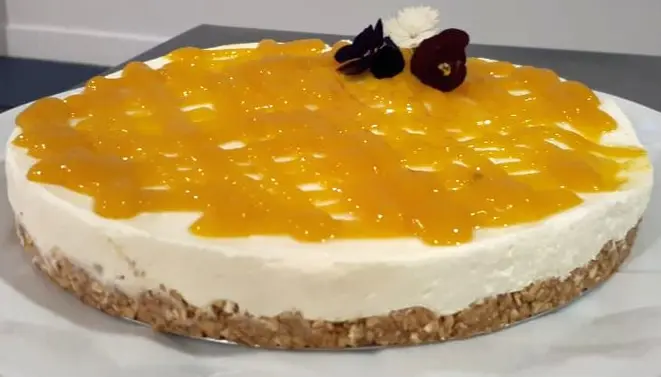 Cheesecake de manga sem açúcar refinado da chef Renata Keiko, da Universidade Positivo Foto: Guilherme Grandi/Gazeta do Povo.