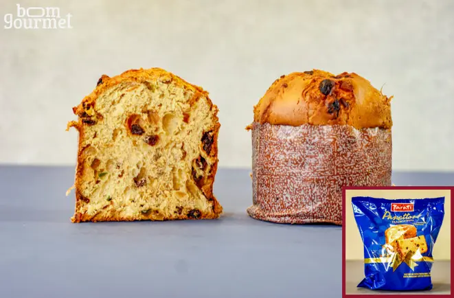 Miolo do panetone da Parati e embalagem. Foto: Nay Klym/Gazeta do Povo