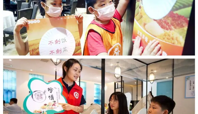 Jovens voluntários colaboram com a campanha colando cartazes que incentivam a redução de desperdício de alimentos por todo pais.