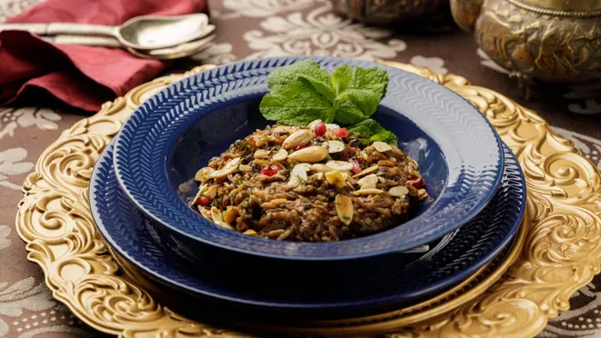 Arroz de cordeiro, do Nayme Culinária Árabe.