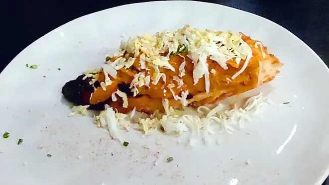 Bocadilho de bacalhau, uma entrada do menu executivo, mas que também pode ser servida nas pedidas à la carte.