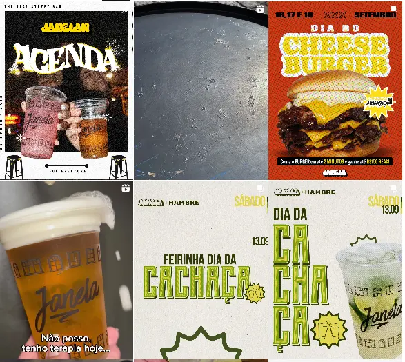 Feed do Instagram do Janela Bar. Crédito: Reprodução/Instagram @janelabar