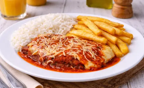 Parmegiana e o "Pão Delícia"