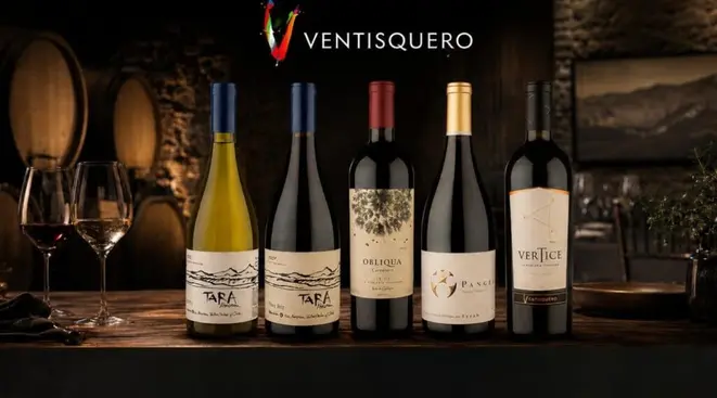Alguns dos vinhos (só falta o Sauvignon Blanc) da Ventisquero a serem abertos nesta quarta (19). | Foto: Divulgação